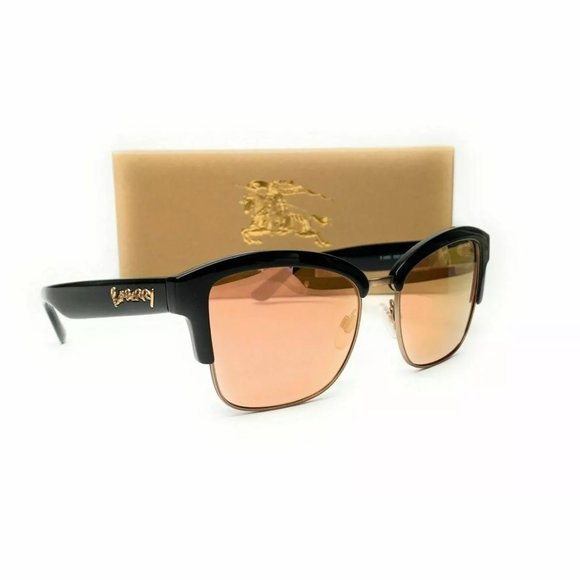 Burberry Women\'s Black and Rose Gold Sunglasses!
